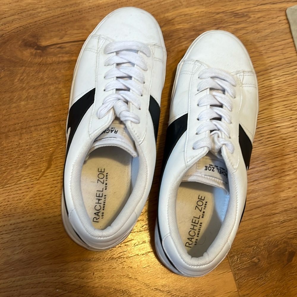 Rachel Zoe white sneaker with black accent